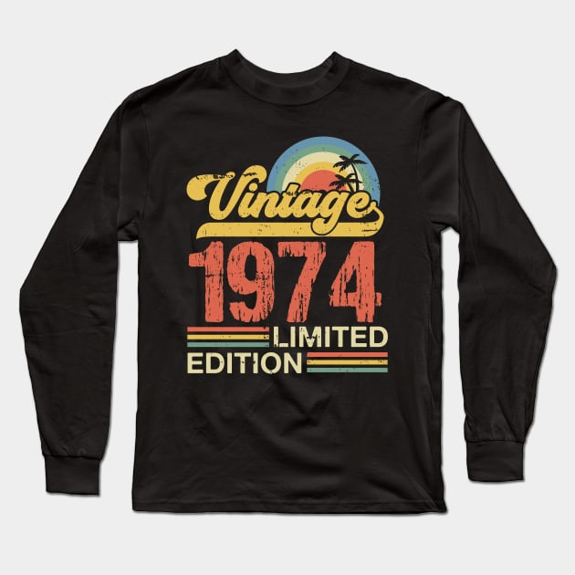 Retro vintage 1974 limited edition Long Sleeve T-Shirt by Crafty Pirate 